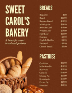 free custom stylish bakery and cafe brochure template example