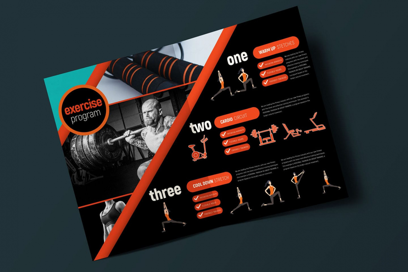 custom fitness and gym promotion brochure template pdf