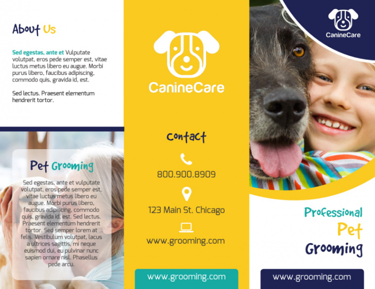 editable unique pet grooming brochure template doc