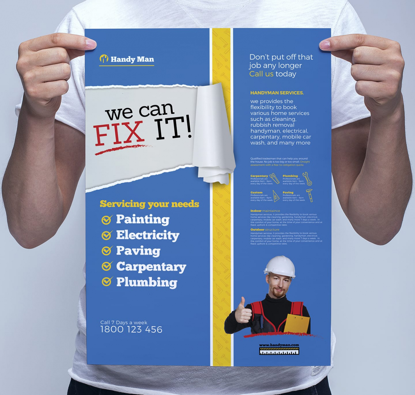 free custom versatile handyman services brochure template sample