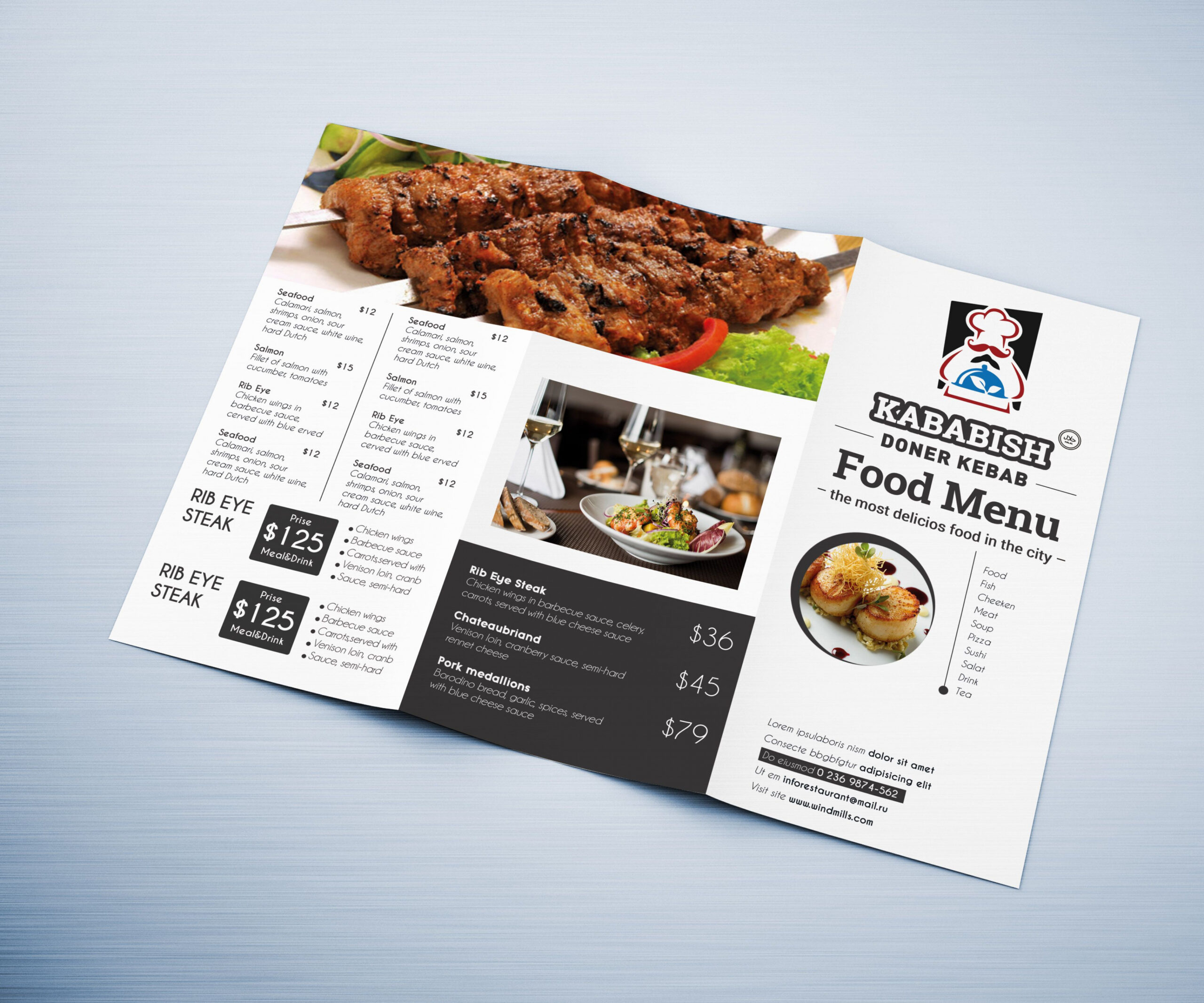 free printable eye catching restaurant menu brochure template example