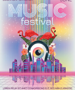 free  vibrant music festival brochure template excel