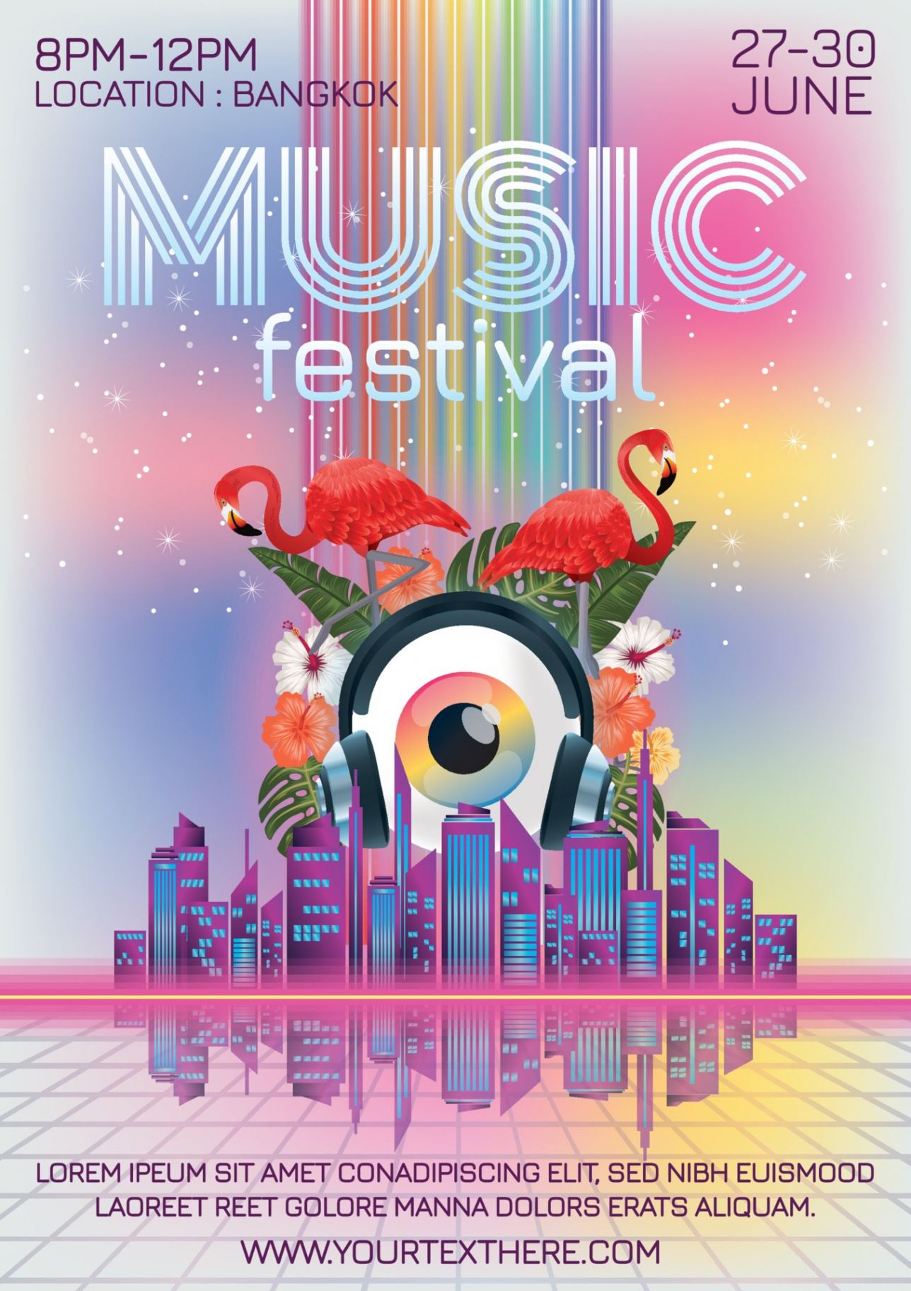 free  vibrant music festival brochure template excel