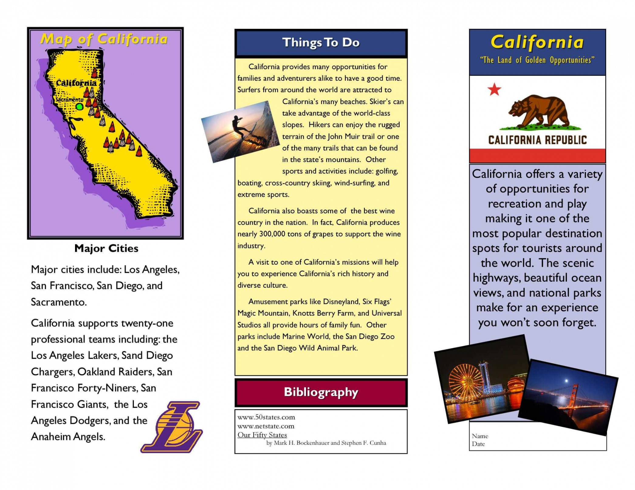 printable 4th grade travel brochure template pdf