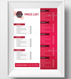 beauty price list brochure template