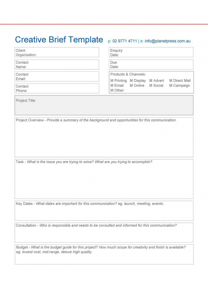 Construction Project Design Brief Template