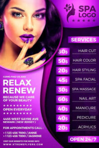 free  beauty price list brochure template pdf