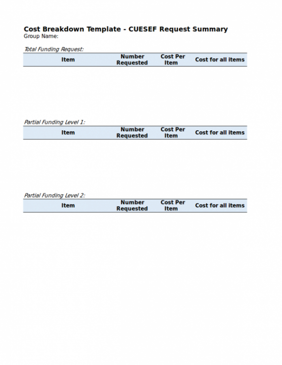 free cost breakdown chart project cost breakdown structure template sample