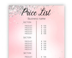 free editable beauty price list brochure template excel