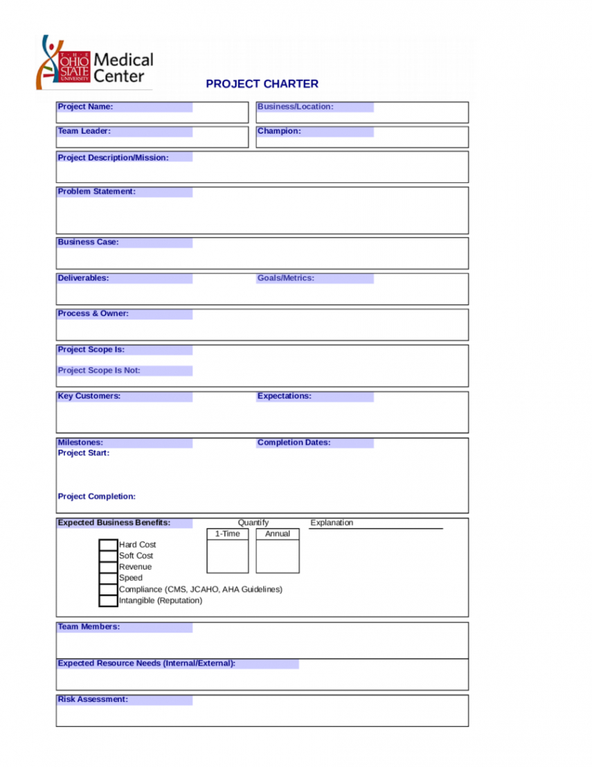 Project Charter Sign Off Template