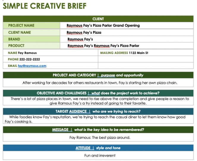 sample free creative brief templates 2022 photography project brief template excel