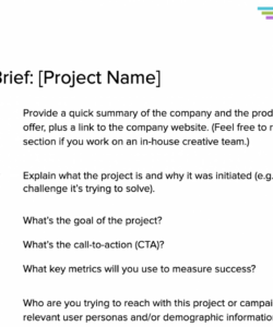 sample project brief template agency project brief template excel