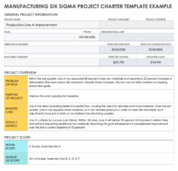 sample six sigma project charters and examples  smartsheet quality improvement project charter template doc