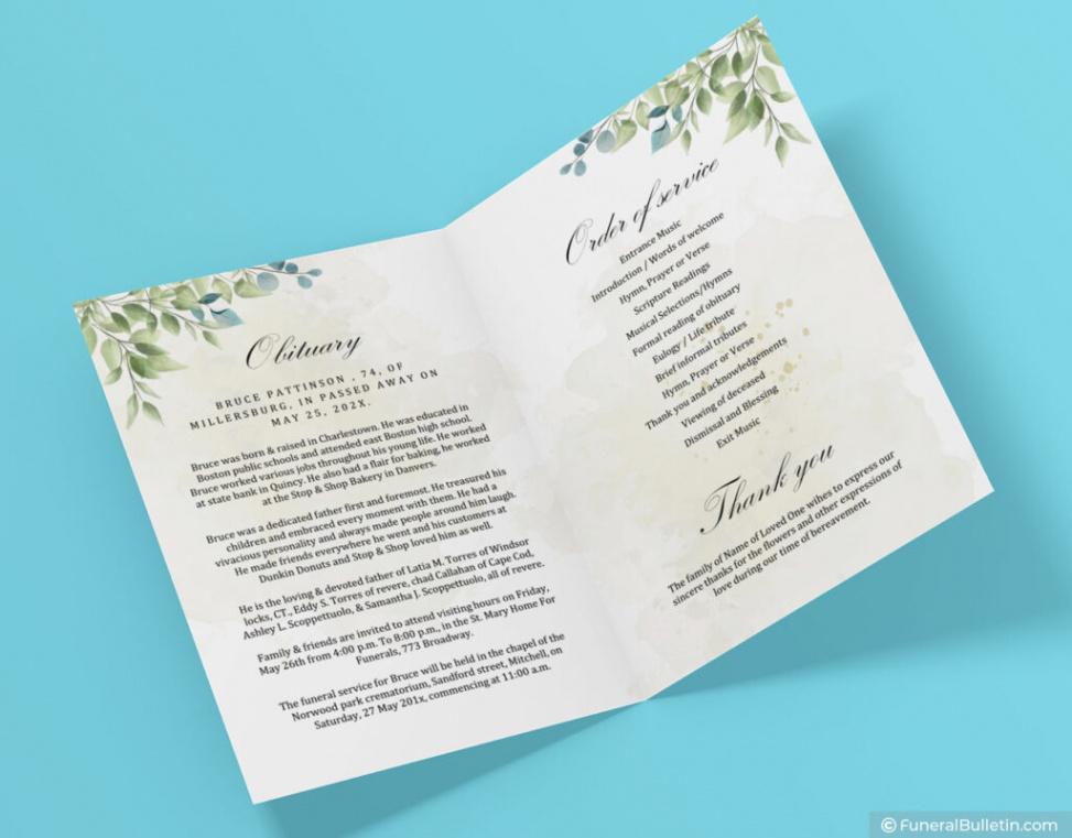 custom celebration of life brochure template sample