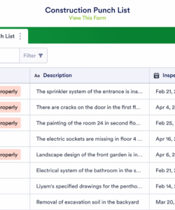 free construction punch list template  jotform tables construction project punch list template doc