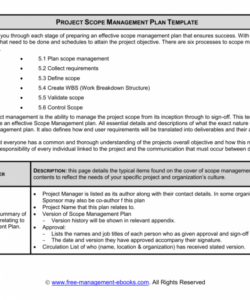 free project scope management plan template this template guides project management scope of work template excel