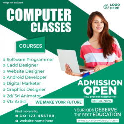 free sample computer course brochure design template