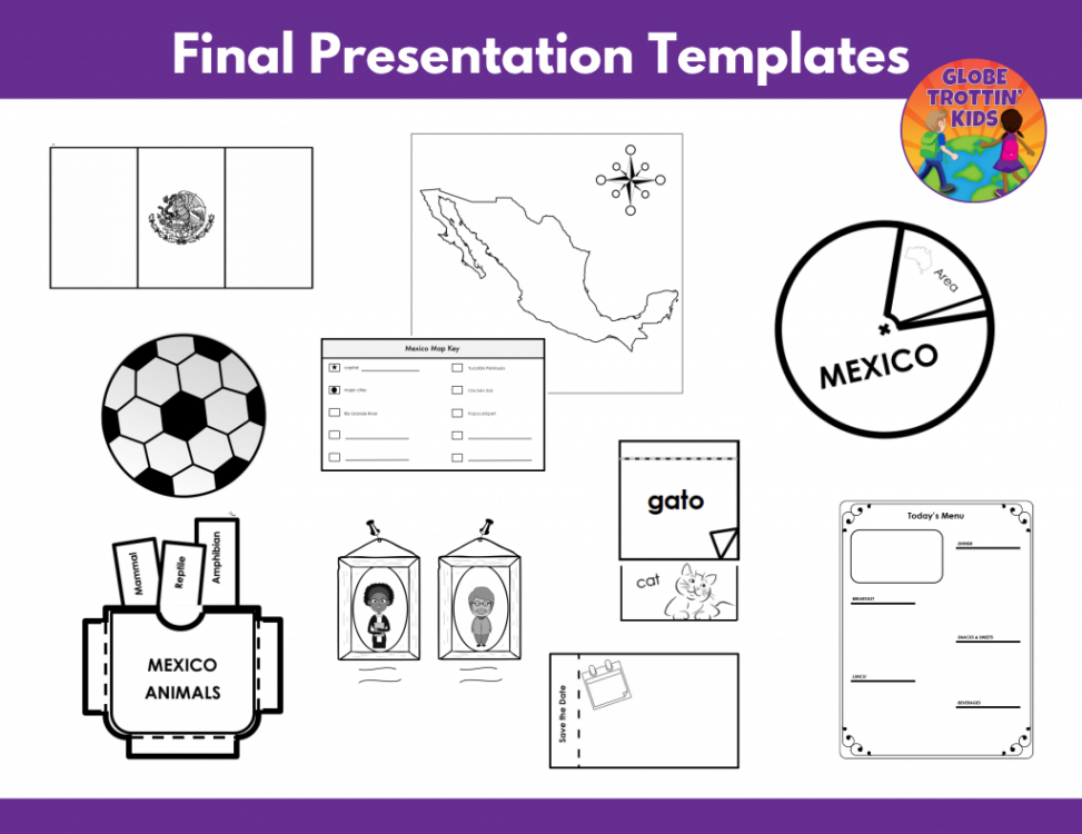 editable mexico research project  globe trottin&amp;#039; kids country research project elementary template excel