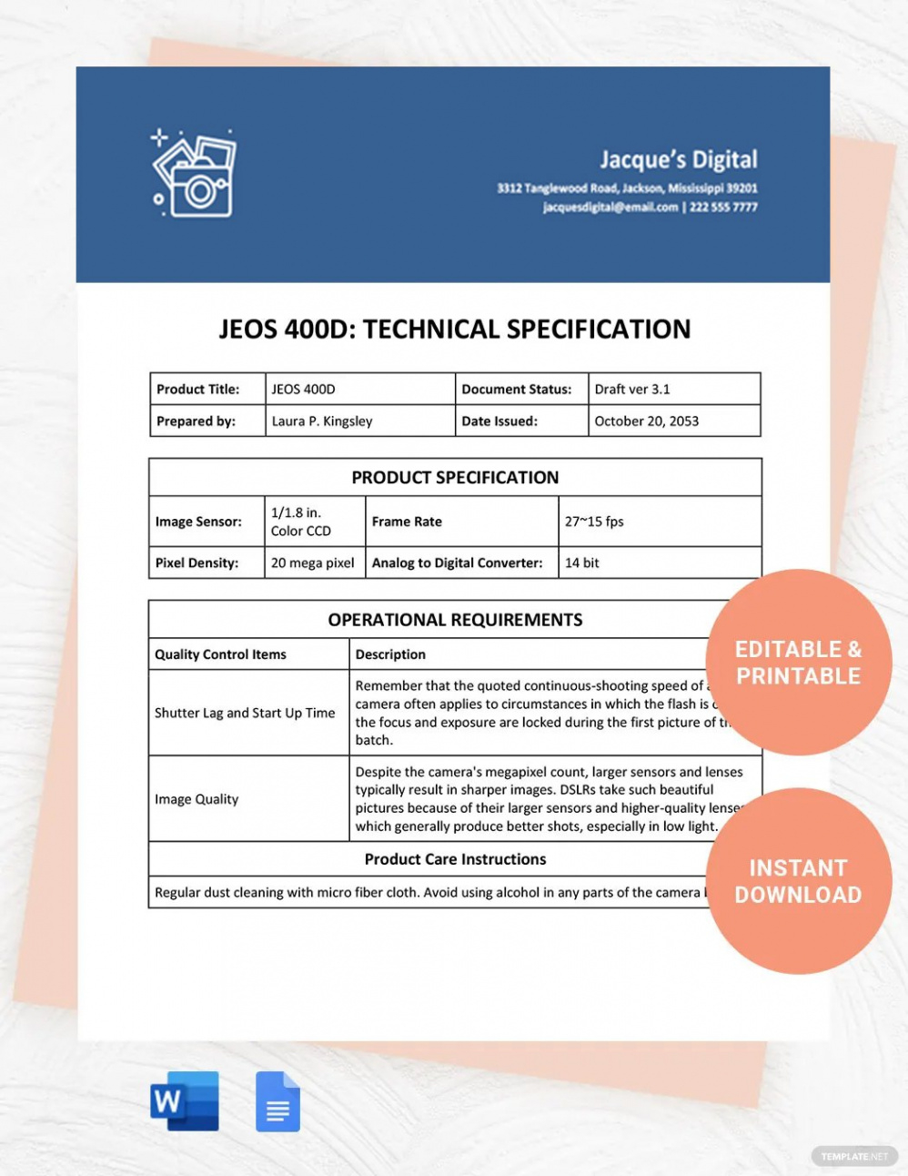 editable technical requirements document template  google docs word  template it project requirements document template doc