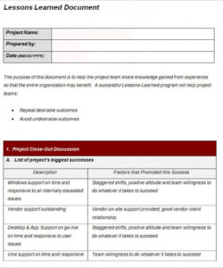 free 8 lesson learned templates  word excel pdf it project lessons learned template example