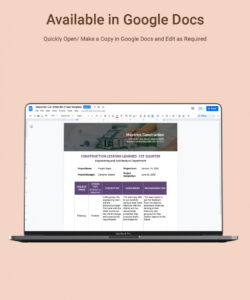 free construction lessons learned template in word google docs  download construction project lessons learned template word