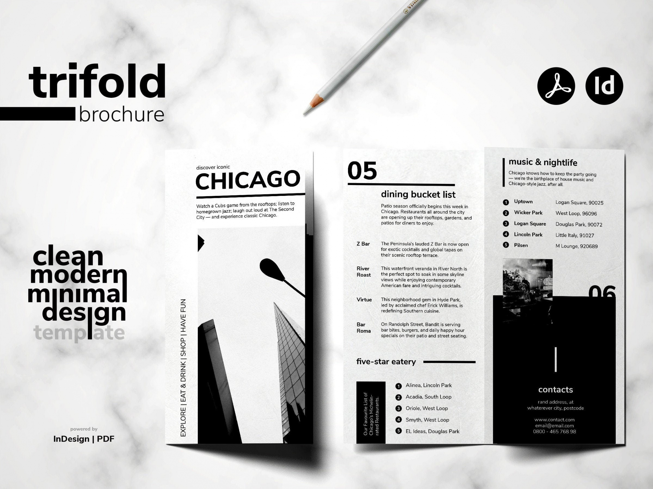 free editable black and white brochure template excel