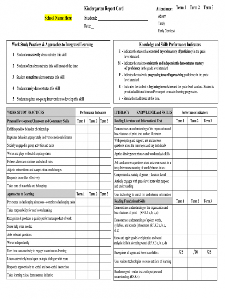 free kindergarten report card template  fill online printable fillable blank  pdffiller kindergarten research project template  example