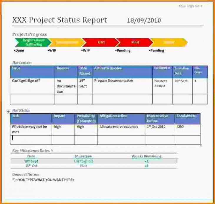 free one page project status report template 5  templates example  templates example  project project management status update template  sample