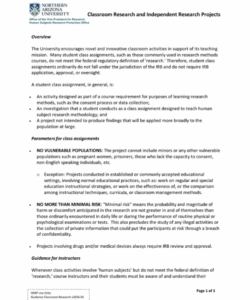 sample classroom research and independent projects independent research project template word