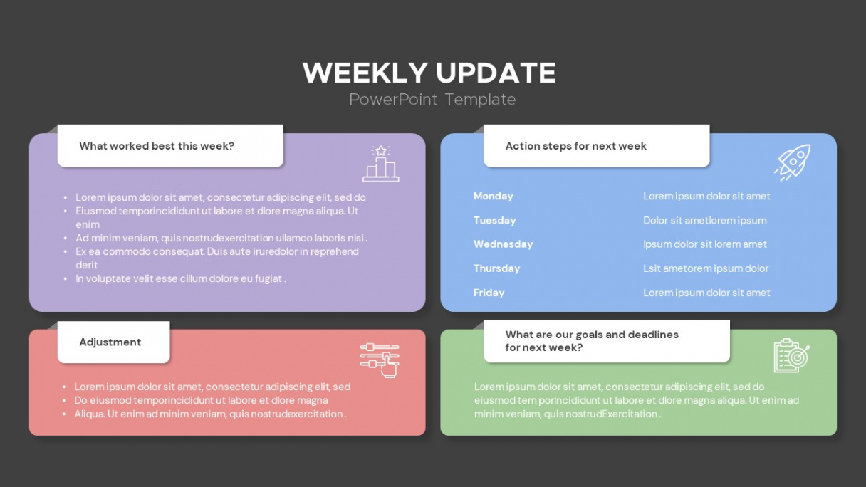 sample weekly update powerpoint template  slidebazaar weekly project status update template sample