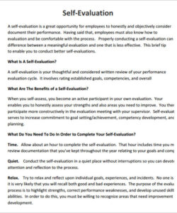 16 sample employee self evaluation form  pdf word pages  sample board of directors self evaluation template excel