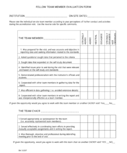 editable fellow team member evaluation form  fill out sign online and download pdf  templateroller board member performance evaluation template excel