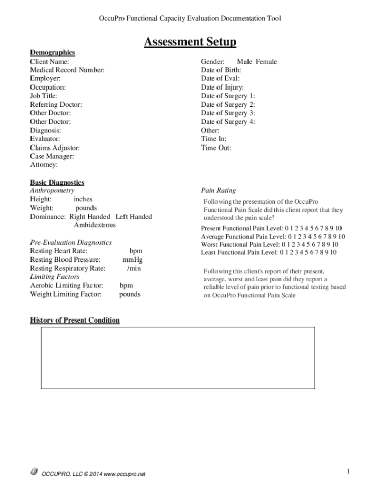 editable fillable online functional capacity evaluation fce what to expect functional capacity evaluation form template doc