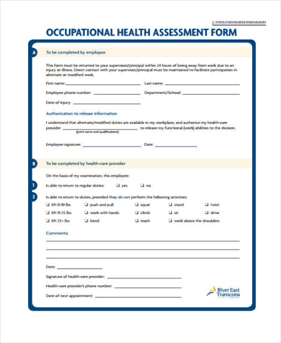 editable free 50 health assessment forms in pdf occupational therapy home evaluation template word