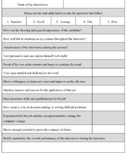 editable job interview evaluation form  editable pdf forms new hire evaluation form template excel