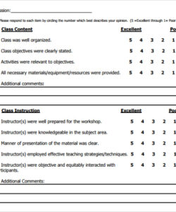 editable printable course evaluation form template end of course evaluation template