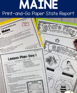 editable state research project  maine printandgo paper state report elementary state research project template sample