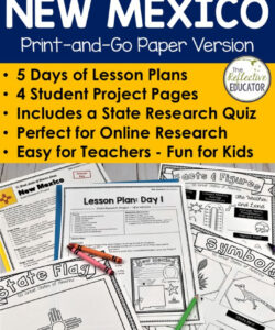 editable state research project  new mexico printandgo paper state report elementary state research project template excel