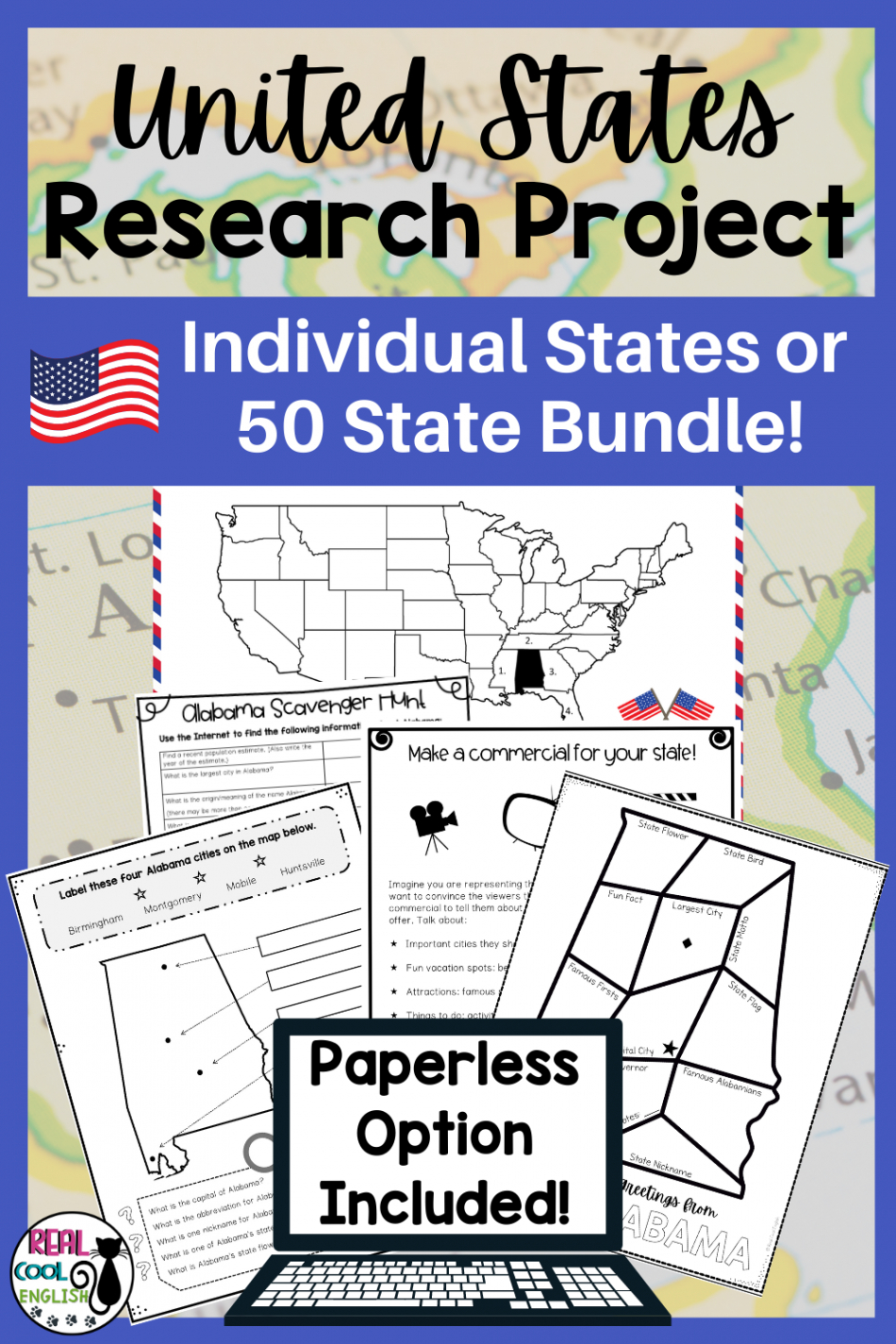 editable your students will learn all about the united states with this fun elementary state research project template