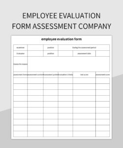 employee assessment evaluation form excel template and google sheets 30 day employee evaluation template word