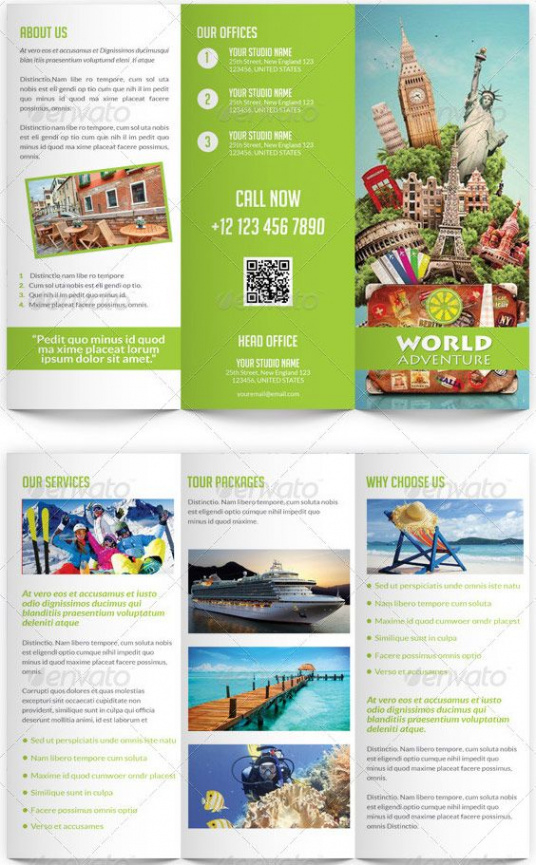 free custom travel and tourism brochure templates