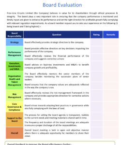 free evaluation of director  fineline circuits limited individual board member evaluation template excel