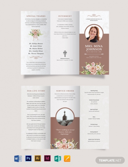 free printable tri fold funeral brochure template doc