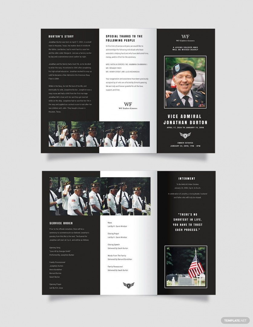 free printable tri fold funeral brochure template