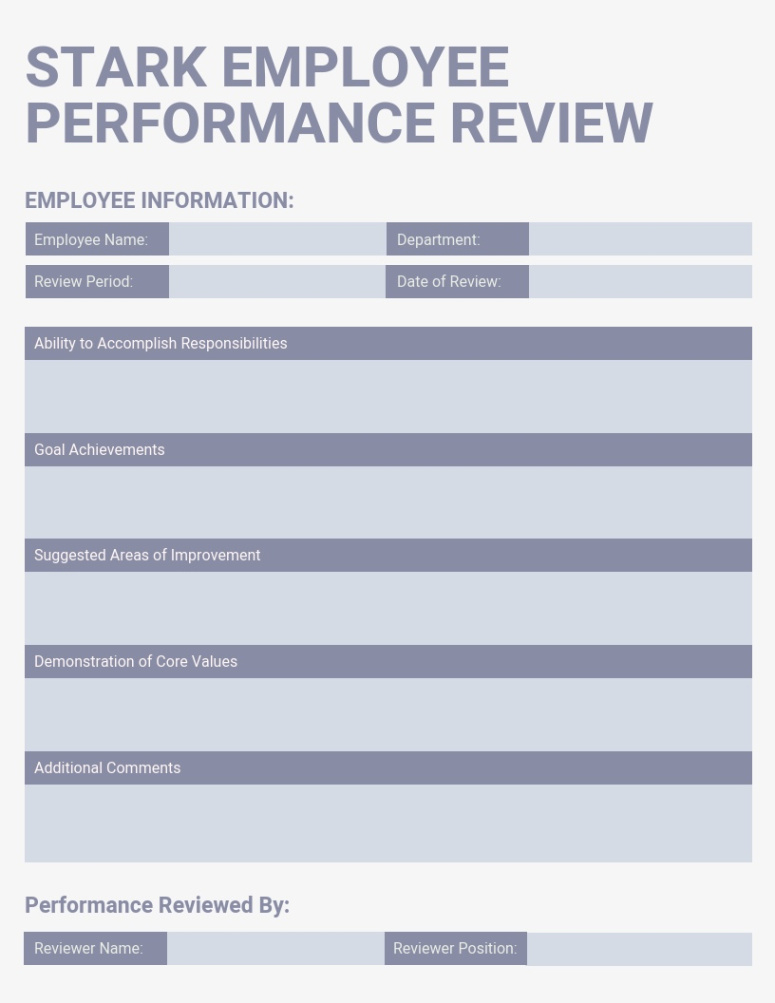 printable 21 performance review examples phrases  templates  venngage key performance indicators employee evaluation template excel