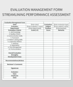 printable evaluation management form streamlining performance assessment excel template and google sheets full and individual evaluation template sample