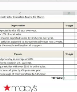 printable external factor evaluation matrix efem example  youtube internal factor evaluation matrix template sample