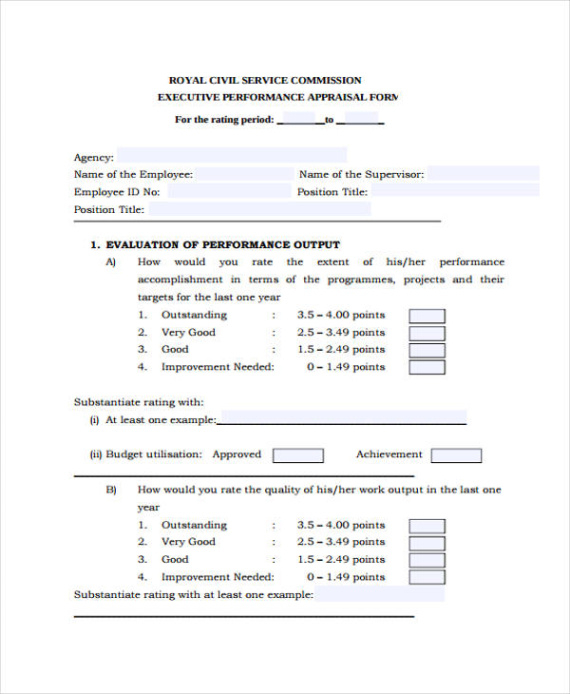 printable free 7 executive performance appraisal forms in pdf  ms word nonprofit executive director performance evaluation template example