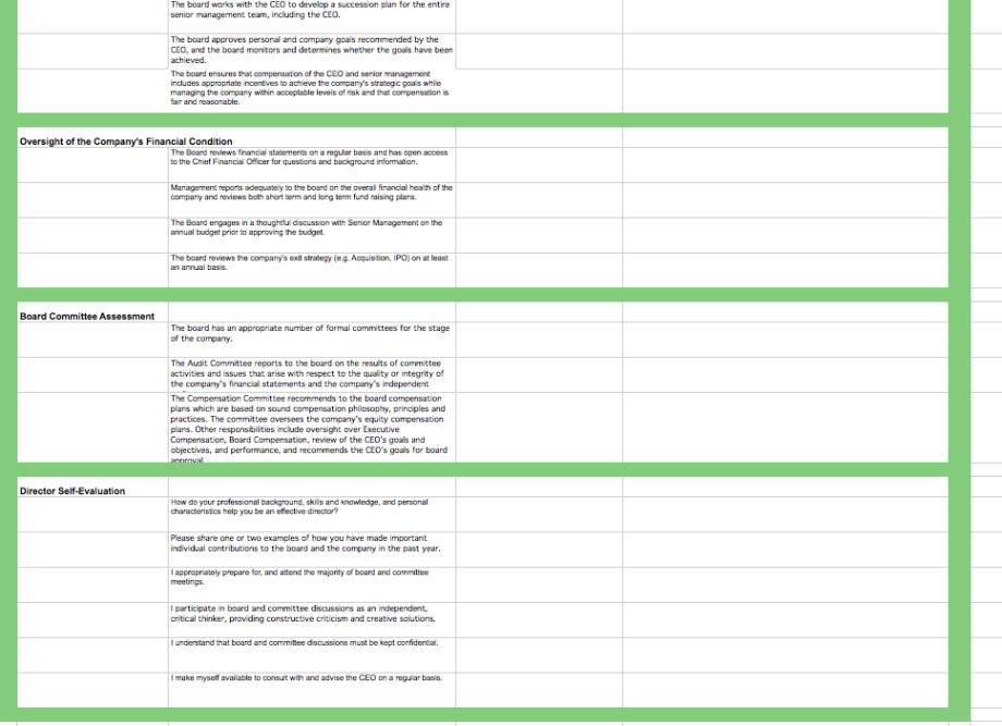 printable startup board performance evaluation template  eloquens individual board member evaluation template excel