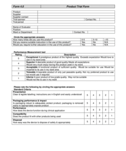 sample product trial and evaluation form in word and pdf formats new product evaluation form template